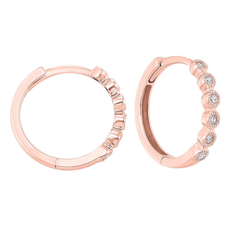 14kr mix bezel diamond earrings 1/7ct