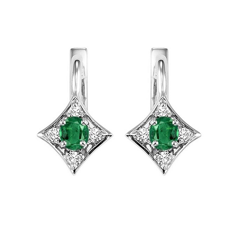 14kw color ens prong emerald earrings 1/12ct, rg10643-4wb