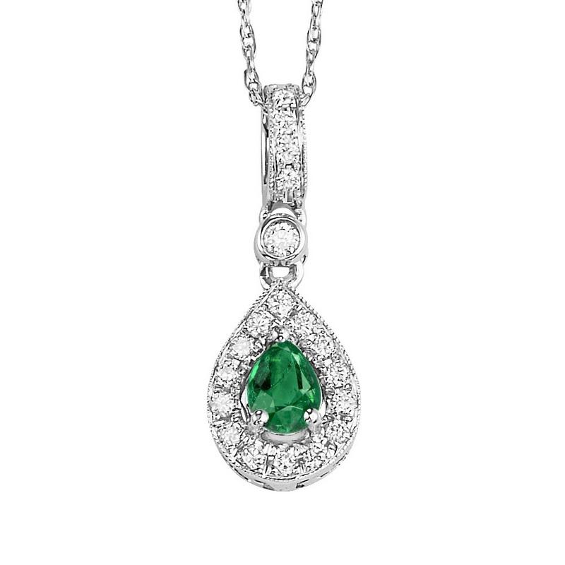 14kw color ens halo prong emerald pendant 1/10ct, rg71762-4wc