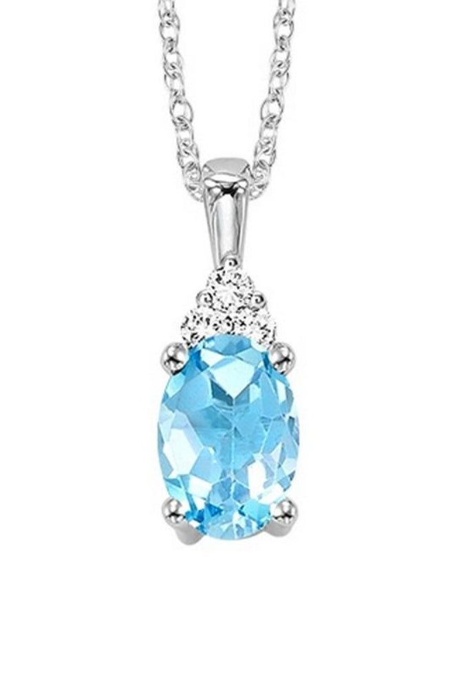 10kw color ens prong blue topaz necklace 1/30ct, er10149-4wb