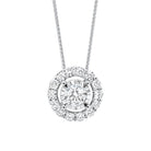 diamond halo solitaire starburst pendant necklace in 14k white gold (1ctw)