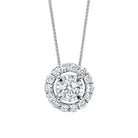 diamond halo solitaire starburst pendant necklace in 14k white gold (1/4ctw)