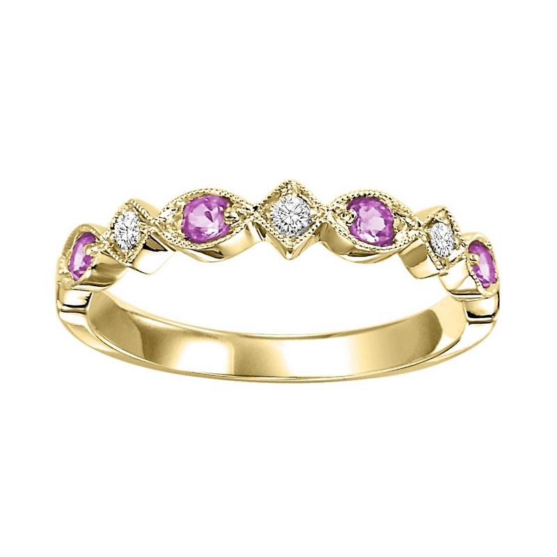 10ky mix prong pink sapphire band 1/20ct