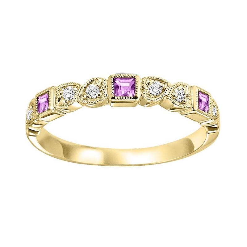 10ky mix bezel pink sapphire band 1/12ct