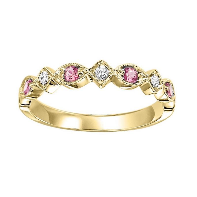 14ky mix prong pink tourmaline band 1/20ct, rg71490-4wc