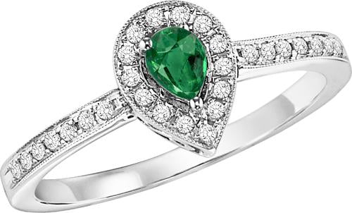 14kw color ens halo prong emerald ring 1/6ct, rg71823-4wc