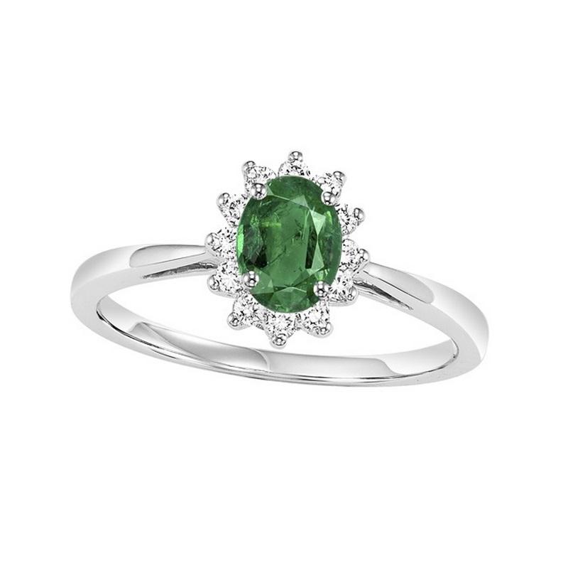 14kw color ens halo prong emerald ring 1/5ct, rg73312-1yd