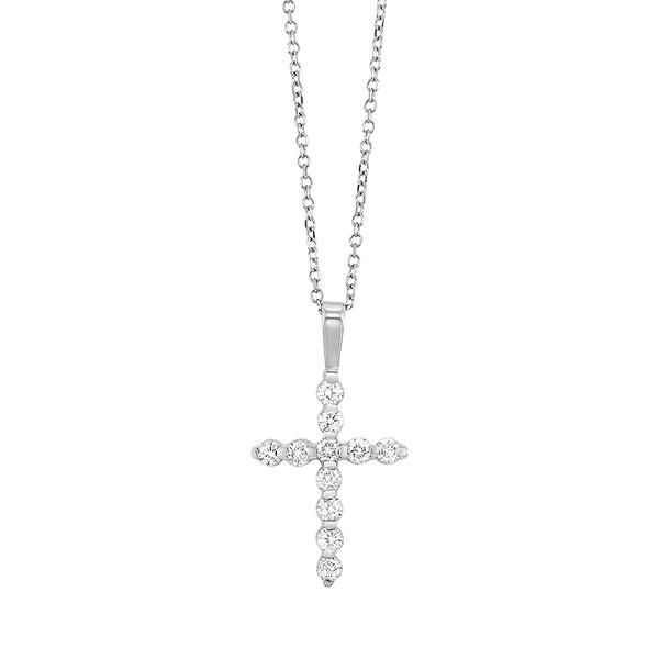diamond classic cross pendant in 14k white gold (3/4 ctw)