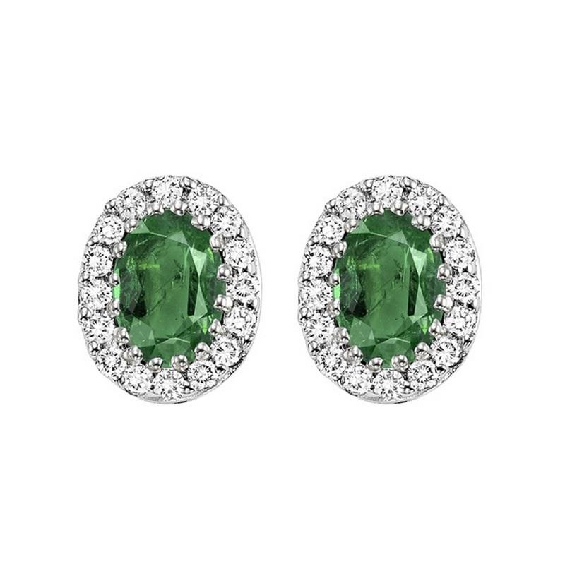 14kw color ens halo prong emerald earrings 1/5ct, rg70624-4wc