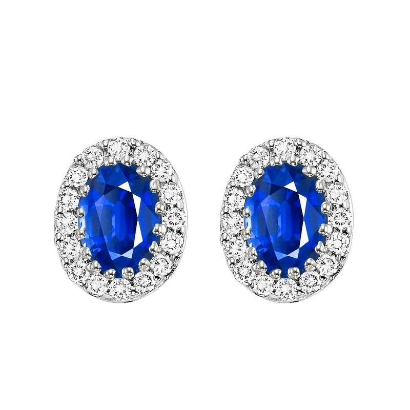 14kw color ens halo prong sapphire earrings 1/5ct, rg68790-4wc