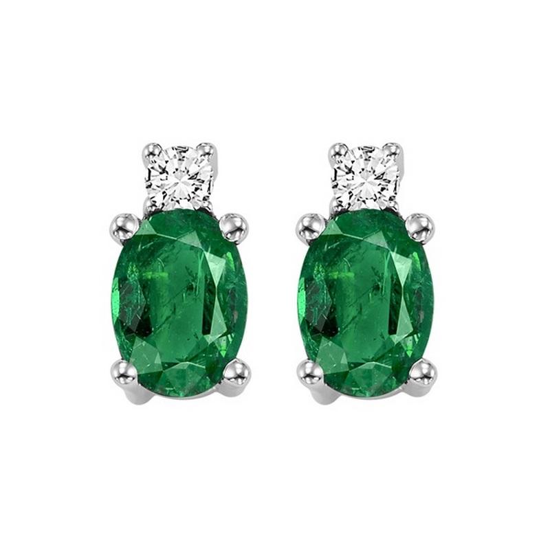 14kw color ens prong emerald earrings 1/14ct, h946-5-4wc