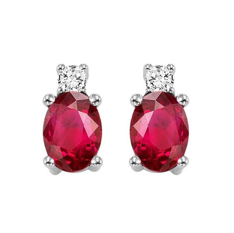 14kw color ens prong ruby earrings 1/14ct, h946-7-4wc