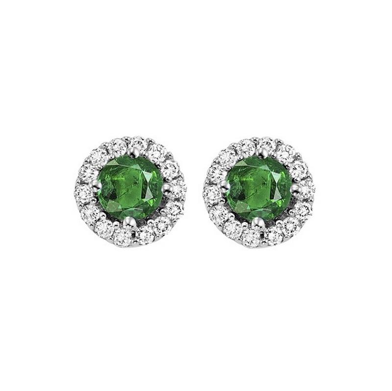 14kw color ens halo prong emerald earrings 1/7ct, fb1167-1yc