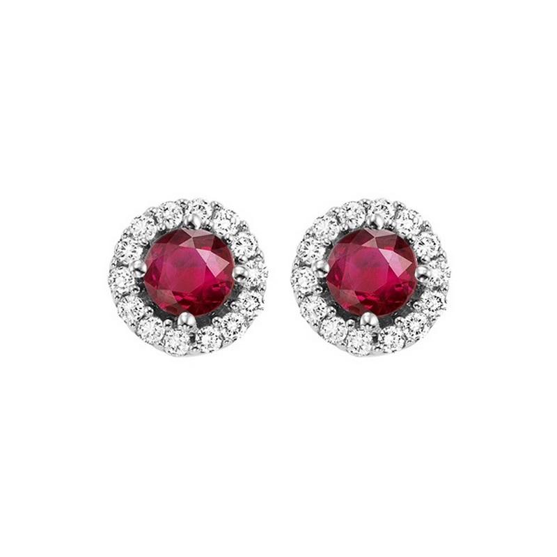 14kw color ens halo prong ruby earrings 1/7ct, fb1166-1wc