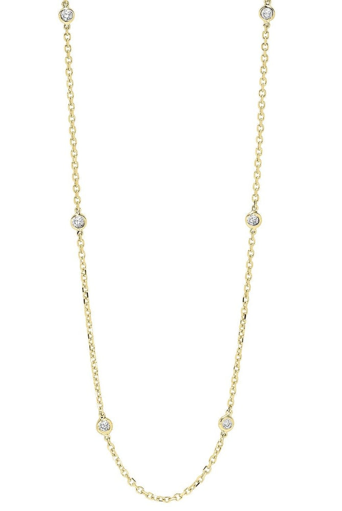 diamond station necklace in 14k yellow gold (1/4 ctw)