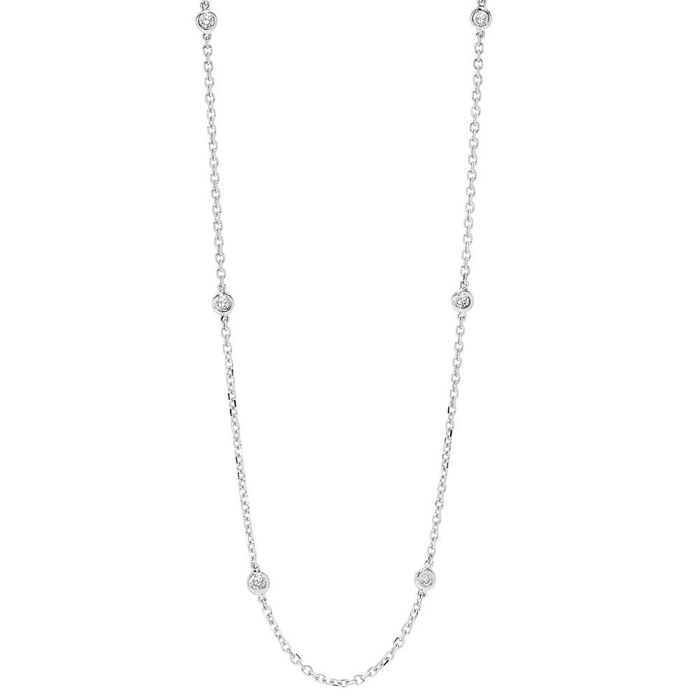 diamond station necklace in 14k white gold (1 ctw)