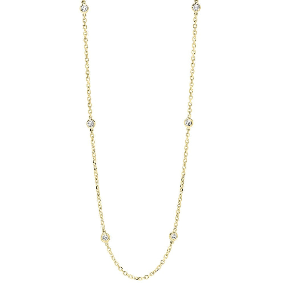 diamond station necklace in 14k yellow gold (1 ctw)