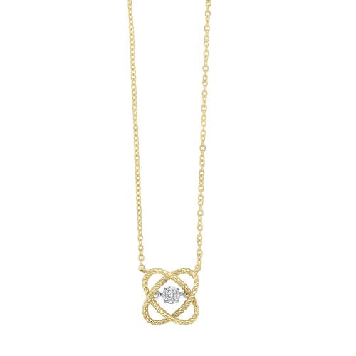 diamond solitaire twisted rope love knot pendant necklace in yellow gold (0.05ctw)