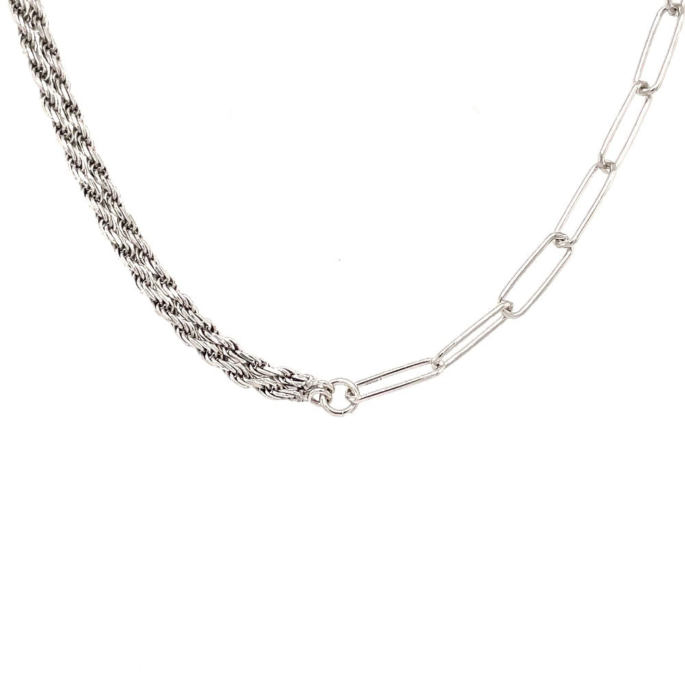 Sterling Silver Paperclip and Rope Chain Necklace