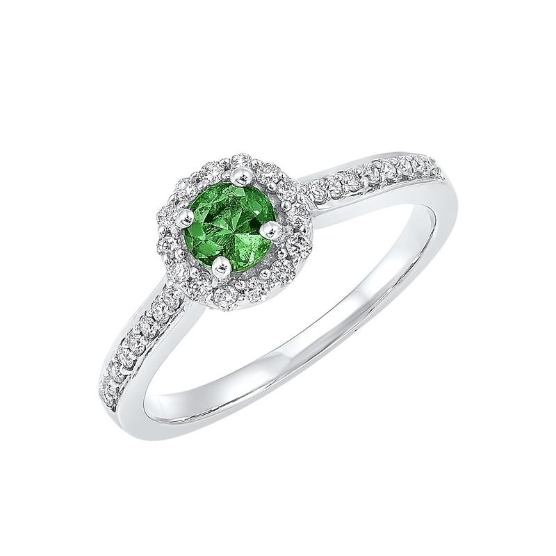 14kw color ens halo prong emerald ring 1/3ct, fb1136-4wf