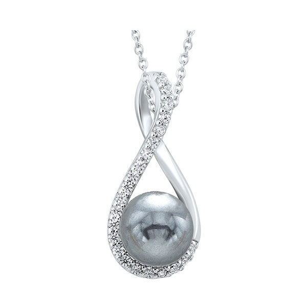 silver (slv 995) diamond stunning neckwear pendant   - 1/10 ctw