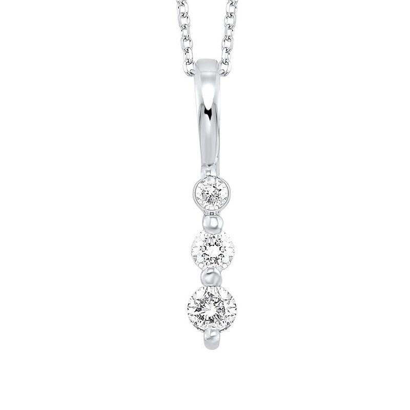 14kw 3 stone prong diamond necklace 1/3ct, fr1275-4p