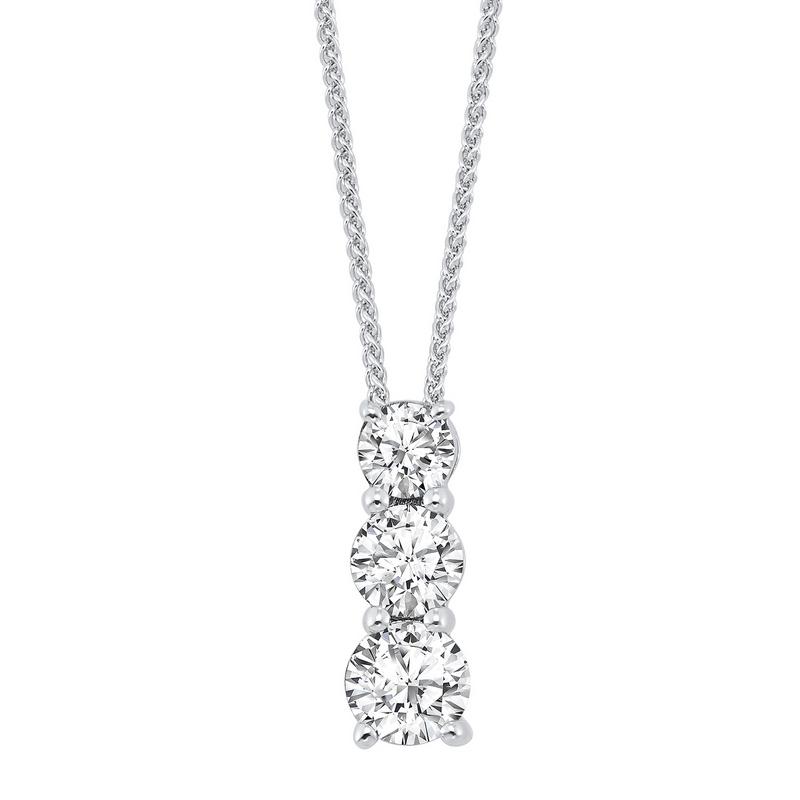 ss 3 stone prong diamond necklace  1/4ct, fr1267-1y