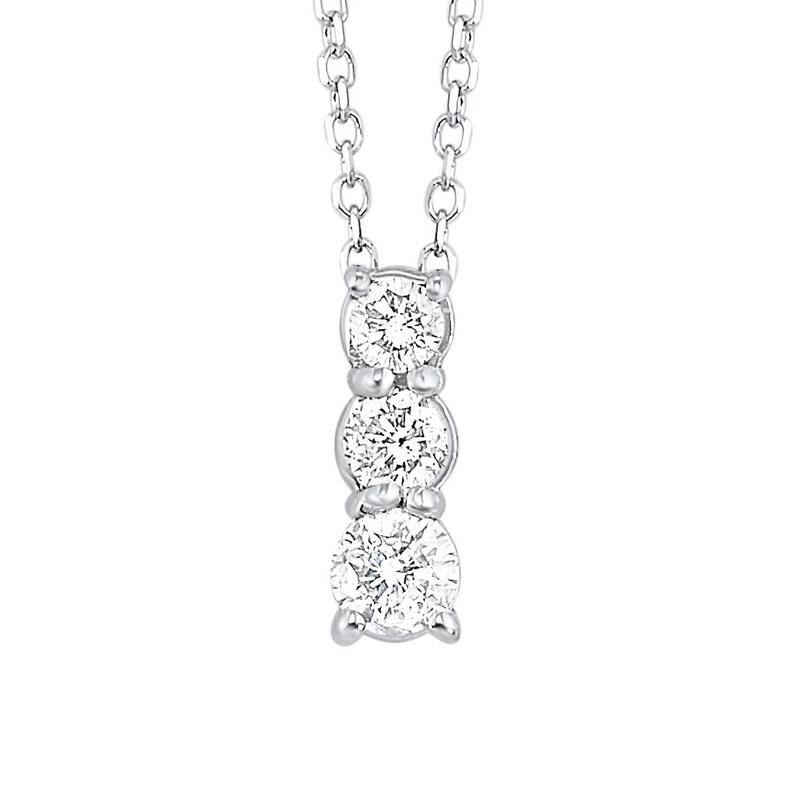 14kw 3 stone prong diamond necklace 3/4ct, fr1034-1w