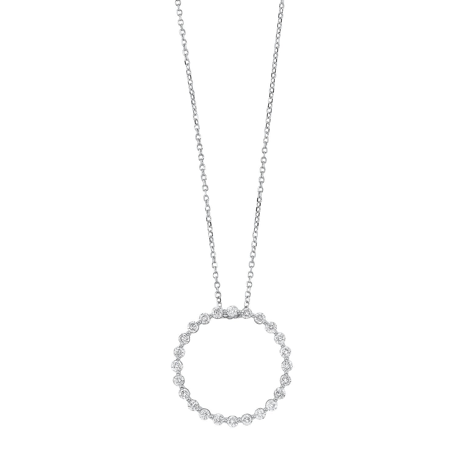 diamond eternity circle floating pendant necklace in 14k white gold (1/2ctw)