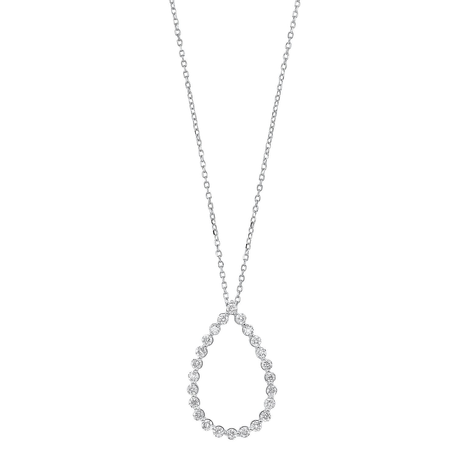 diamond eternity teardrop pendant necklace in 14k white gold (1/2ctw)