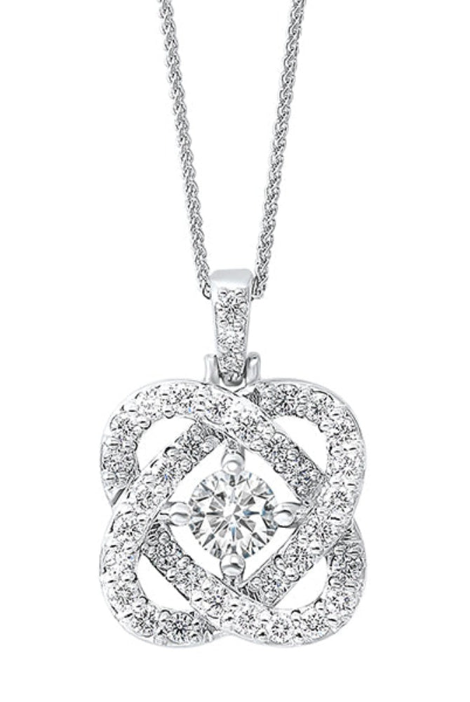 diamond infinity love heart knot pendant necklace in 14k white gold (1ctw)