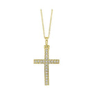 14kt yellow gold & diamond cross pendants neckwear pendant  - 1/10 ctw