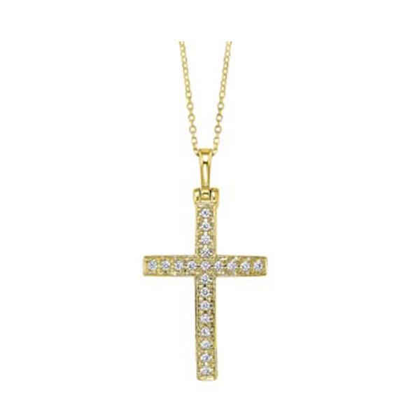 14kt yellow gold & diamond cross pendants neckwear pendant  - 1/4 ctw