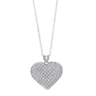 pave heart cz pendant necklace in sterling silver