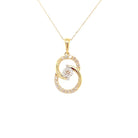 Yellow Gold and Diamond Double Ring Pendant