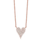 front view of 10kr heart shaped pendant with diamonds.