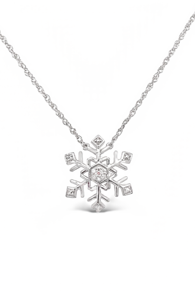 Sterling Silver and Diamond Snowflake Pendant