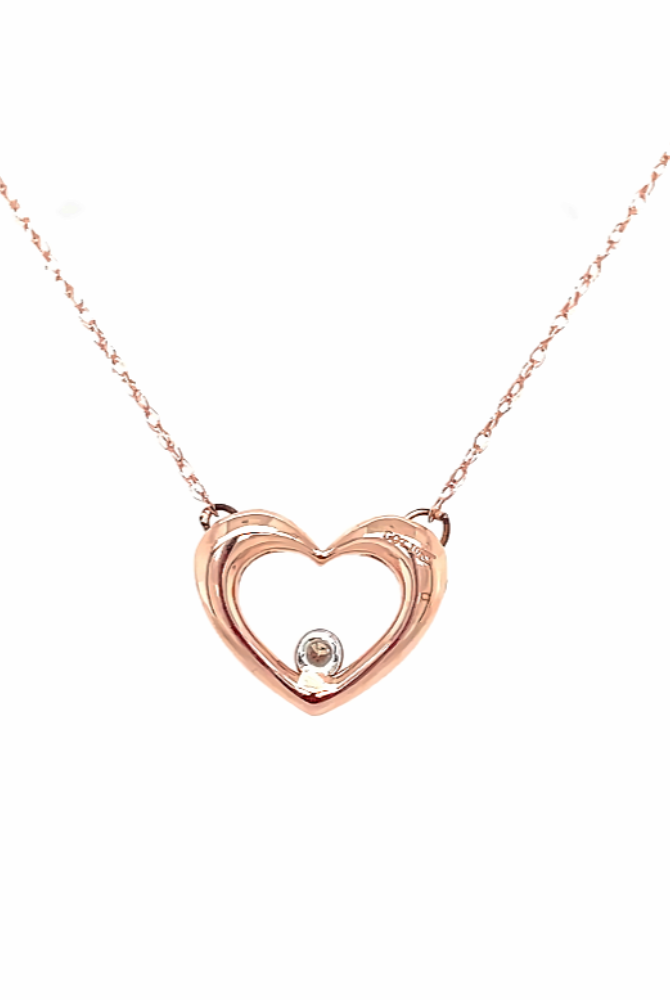 Rose Gold and Diamond Heart-Shaped Pendant