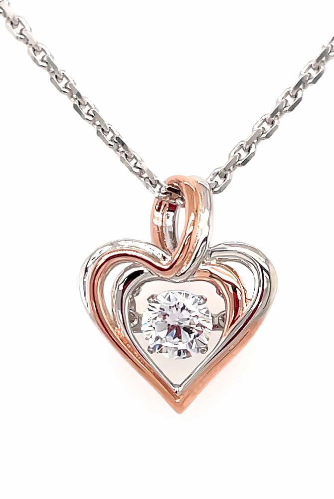 Rhythm of Love Sterling Silver Rose Gold Plated Heart-Shaped Pendant