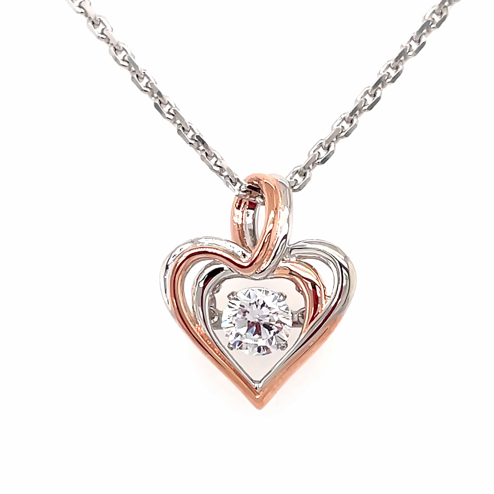 Rhythm of Love Sterling Silver Rose Gold Plated Heart-Shaped Pendant