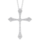diamond celtic cross pendant necklace in 14k white gold (1/3 ctw)
