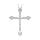 14kt white gold & diamond classic book cross pendants neckwear pendant   - 1/4 ctw