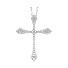 14kt white gold & diamond classic book cross pendants neckwear pendant   - 1/10 ctw