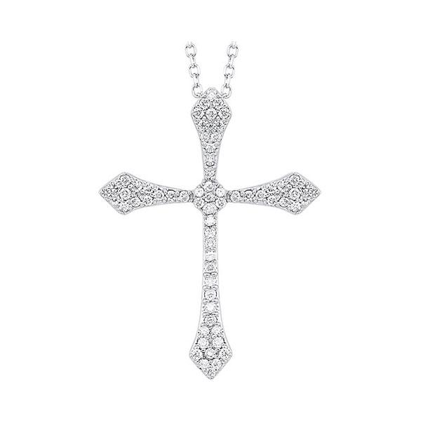 14kt white gold & diamond classic book cross pendants neckwear pendant   - 1/10 ctw