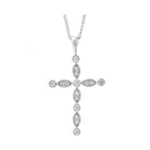 14kt white gold & diamond classic book marquise & round neckwear pendant  - 1/8 ctw