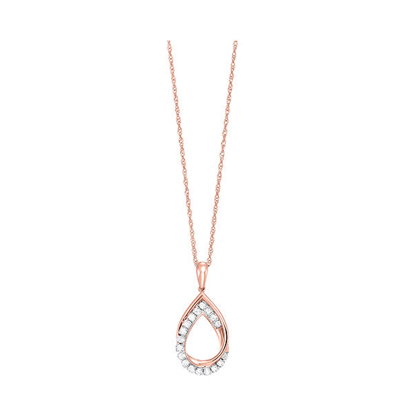 10kt pink gold & diamond stunning neckwear pendant  - 1/10 ctw