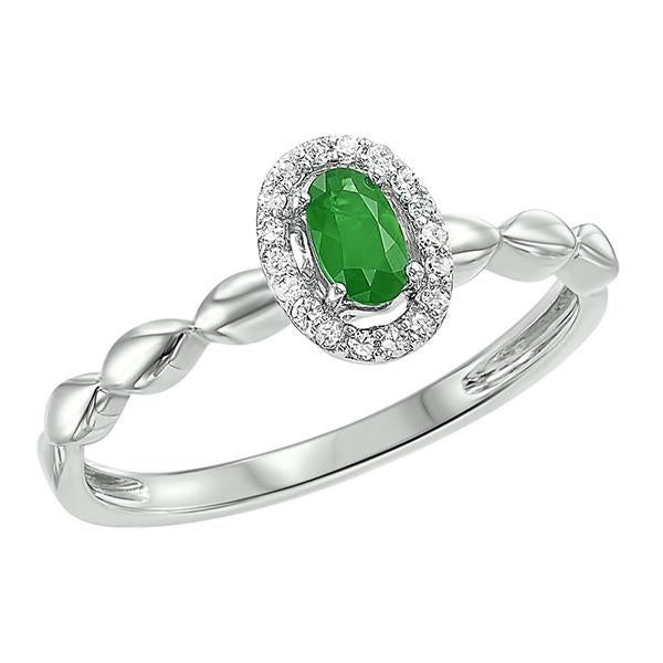 10kw color ens prong emerald ring 1/14ct, fr1036-1wd