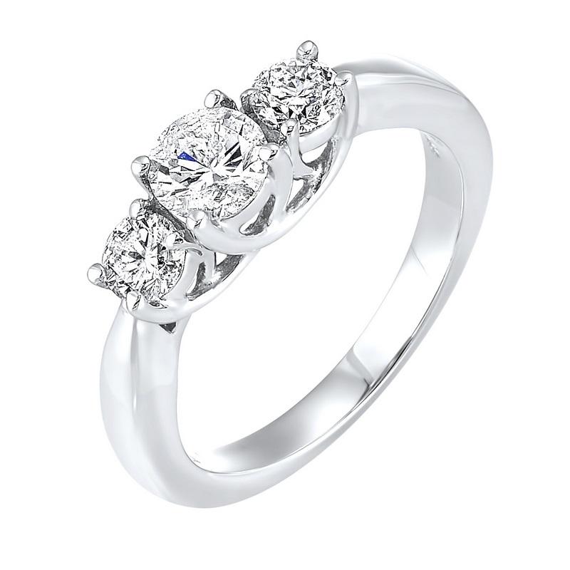 14kw 3 stone round prong ring 3/4ct, fr1243-4p