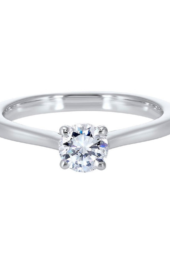 diamond round classic solitaire engagement ring in 14k white gold (1/4ctw)