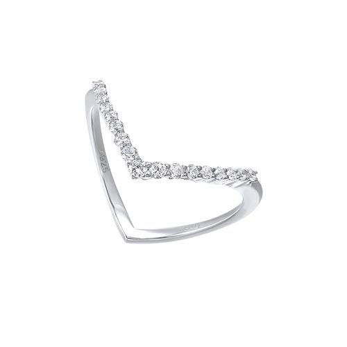 diamond v-shaped stackable wedding ring in sterling silver (1/4ctw)